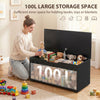 31.5 Inches Storage Chest, Storage Trunk with Safety Hinge for Living Room, Black Wood Grain