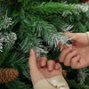 9ft Flocked Prelit Christmas Tree Spruce, Dual Colour, Remote, Hinged Artificial Xmas Tree with Pinecones, Berries