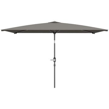6.5x9.6ft Rectangle Aluminum Tilt Patio Umbrella, Garden Market Parasol, Outdoor Sunshade Canopy with Crank, Light Grey