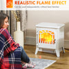 Freestanding Electric Fireplace Stove Heater with Overheat Protection and Realistic Flame Effect, 750W/1500W, White