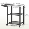 Outdoor Grill Cart w/ Foldable Side Table, 3-Tier Pizza Oven Stand w/ Stainless Steel Tabletop, Hooks, Wheels