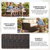 Canapé 3 places en osier, mobilier de conversation d'extérieur en rotin PE avec coussins amovibles pour patio, jardin, Marron
