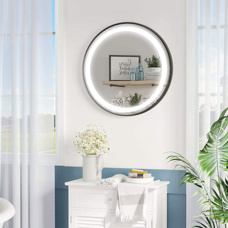 LED Bathroom Mirror for Vanity, Dimmable Lighted Anti Fog Wall Mirror with 3 Temperature Colors, Plug-in, 24 Inch