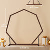 7FT Heptagon Wooden Wedding Arch with Triangular Base, Ground Stakes for Ceremony, Garden, Birthday, Brown