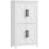 Farmhouse Bathroom Storage Cabinet, Bathroom Floor Cabinet with Barn Doors and Adjustable Shelf, White