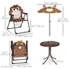 Kids Folding Picnic Table and Chair Set Pattern Outdoor Garden Patio Backyard with Removable & Height Adjustable Sun Umbrella Brown