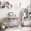Qaba Height Adjustable Kids Desk and Chair Set with Tilt Desktop, Large Writing Board, Storage Drawer, Book Stand, Pink