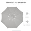 10' x 8' Wooden Patio Umbrella, Garden Parasol, Outdoor Sunshade Canopy with Bamboo Rib for Outdoor, Grey