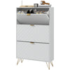 Shoe Storage Cabinet with 4 Flip Drawers and Adjustable Shelf, Shoe Cabinet for 16 Pairs of Shoes, White