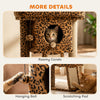 Cat Tree, Small Cat Tower with Perch, Scratching Post, Cat Condo, Toy Ball for Kitty, Leopard Print