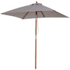 6.6 x 5ft Fir Wooden Patio Umbrella Market Parasol Tilt Mechanism 6 Ribs Garden Sunshade, Grey