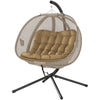 Double Egg Chair with Stand, 2 Person Hanging Swing Egg Chair with Cushion, Pockets