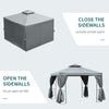 10' x 10' Patio Gazebo Outdoor, Canopy Shelter with Double-tier Roof, Pavilion Sidewalls for Garden Events, Dark Grey