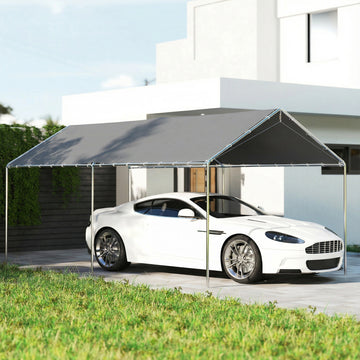 10'x20' Carport Heavy Duty Galvanized Car Canopy with Included Anchor Kit, 3 Reinforced Steel Cables