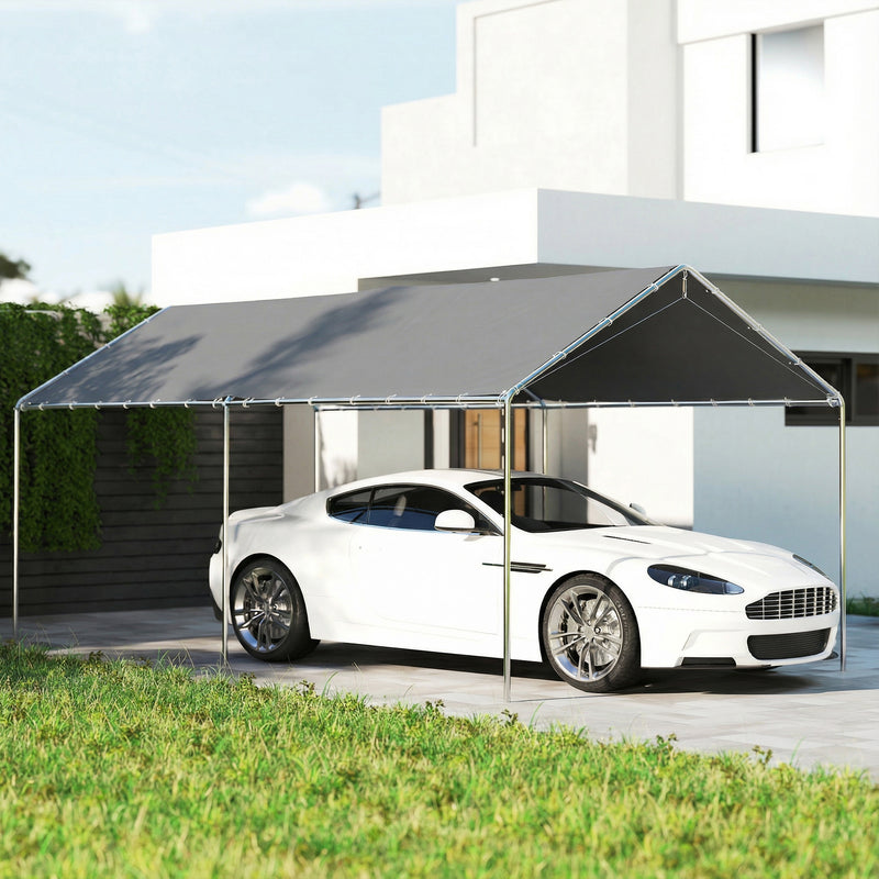 10'x20' Carport Heavy Duty Galvanized Car Canopy with Included Anchor Kit, 3 Reinforced Steel Cables