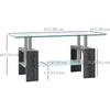 Rectangle Glass Coffee Table, 2-Tier Center Table with Tempered Glass Top and Storage Shelf for Living Room, Grey
