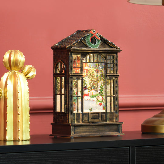 Musical Snow Globe with Lights, Christmas Snow Globe Lantern with Swirling Glitter for Holiday Party Gift, Bronze