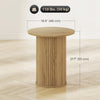 Round Side Table, Fluted Accent End Table, Narrow Nightstand for Small Spaces, Living Room, Oak