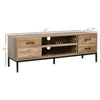 Meuble télé pour téléviseur jusqu'à 50 pouces, Armoire télé avec porte, rangement ouvert et tiroirs, Table télé avec pattes en acier, Café