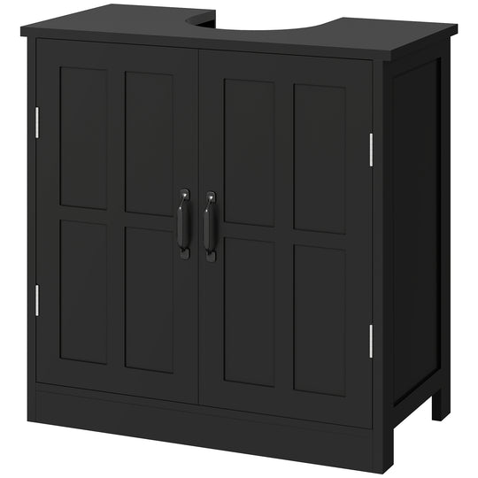 Pedestal Under Sink Cabinet, Bathroom Vanity Cabinet Storage with Double Doors and Adjustable Shelf, White
