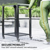3-Shelf Outdoor Grill Cart Table with Stainless Steel Top, Hooks, Pizza Oven Stand on Wheels