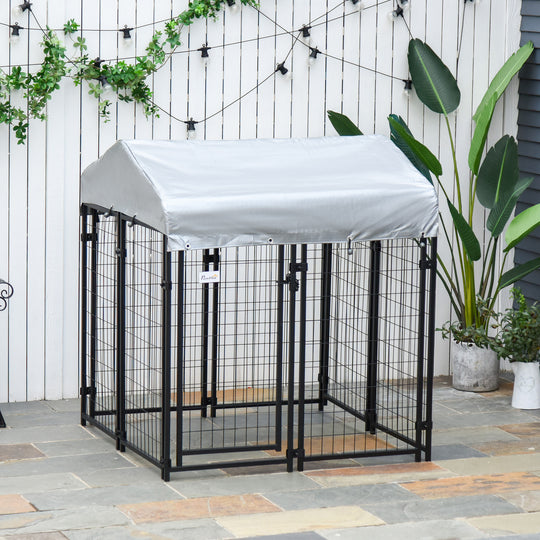 Outdoor Dog Kennel with Waterproof UV-Resistant Cover, 8 x 4 x 6 ft