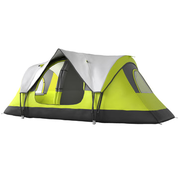 Camping Tent for 6-8 Man with 2000mm Waterproof Rainfly and Carry Bag for Fishing Hiking Festival, Green