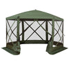 12' x 12' Hexagon Automatic Pop Up Screen Tents Camping Shelter Picnic Canopy Outdoor Sun Shade with Mesh Sidewalls and Carry Bag