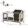 Rabbit Cage with Wheels, Ramp, Run, Tray for Indoor Outdoor, Suitable for Rabbit, Guinea Pig, Coffee
