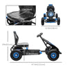 Pedal Go Kart w/ Adjustable Seat, Rubber Wheels Shock Absorb, Blue