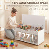 39.4 Inches Storage Chest, Storage Trunk with 2 Safety Hinges for Living Room, White Wood Grain