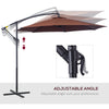 10' Deluxe Patio Umbrella, Outdoor Market Parasol, Banana Hanging Offset Sunshade with Crank, Cross Base, Coffee