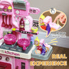 Qaba Kids Play Kitchen with Lights, Sounds, 33 Accessories & Storage for Toddler 3-6 Years