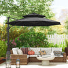11ft Outdoor Cantilever Umbrella Rotatable Sun Shade Aluminum Market Umbrella with Adjustable Angle & Double-top Canopy for Backyard, Poolside, Lawn and Garden Dark Grey