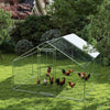 Metal Chicken Coop, 9.8 x 11.2 FT Walk-in Chicken Run with Cover, Lockable Door, Outdoor Poultry Cage for 10-15 Chickens