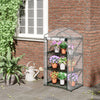 3 Tier Mini Greenhouse, Portable Outdoor Flower Stand with Shelf Clips, Indoor Greenhouse with Plastic Cover and Steel Frame, Transparent, 27