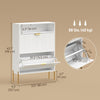 Shoe Cabinet with 2 Flip Drawers, Modern Narrow Shoe Storage Cabinet with Open Compartment, Adjustable Shelves, White