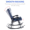 Folding Rocking Chair Set of 2 Padded Rockers with Armrest, Navy Blue