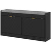 Shoe Storage with Seat, Upholstered Hallway Bench, Shoe Bench with 2 Flip Drawers and 4 Vents for 8 Pairs of Shoes