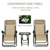 Zero Gravity Chair Set of 2 Patio Chair with Side Table Cupholders and Pillows for Pool, Backyard, Lawn, Beige
