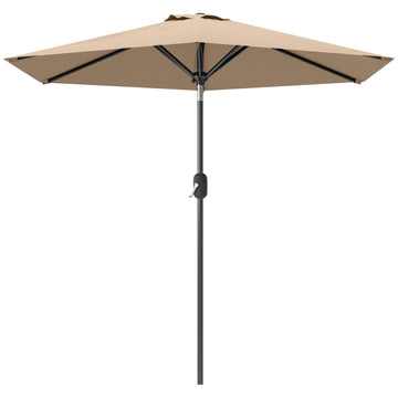 Patio Sun Umbrella, Outdoor Parasol with 6 Ribs, Coffee