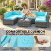 7 Piece Patio Furniture Set, PE Rattan Outdoor Conversation Set with Sectional Sofa