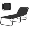 Outdoor Folding Lounge Chair, Steel Tanning Chair with Reclining Back, Breathable Mesh for Beach, Yard, Patio, Black