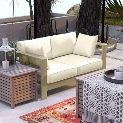 Patio Loveseat, Outdoor Seating for 2, Garden Sofa with Cushions, Wide Armrests, 54.3