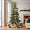 7ft Prelit Sparse Christmas Tree with Downswept Hinges Warm White LED Lights, Green