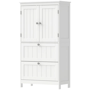Bathroom Storage Cabinet, Narrow Bathroom Cabinet with 2 Drawers, Adjustable Shelf for Living Room, Entryway, White