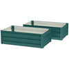 Set of 2 Galvanized Raised Beds for Garden, Outdoor Planter Box for Flowers, Herbs and Vegetables, Green