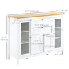 Buffet Cabinet Sideboard with 2 Drawers, 3 Storage Cabinets, Glass Doors and Adjustable Shelves, Dark