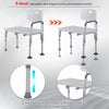 6-Level Adjustable Bath and Shower Transfer Bench Aluminum Chair with Non-Slip Feet, Armrest & Backrest White