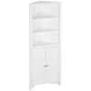 Tall Bathroom Storage Cabinet, Corner Cabinet with Doors, Linen Cabinet with Doors and 3-Tier Shelves, White
